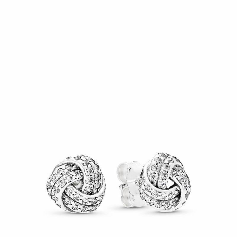 Pandora Sparkling Love Knots Stud Earrings Ireland - Sterling Silver/Cubic Zirconia - 305748DLC